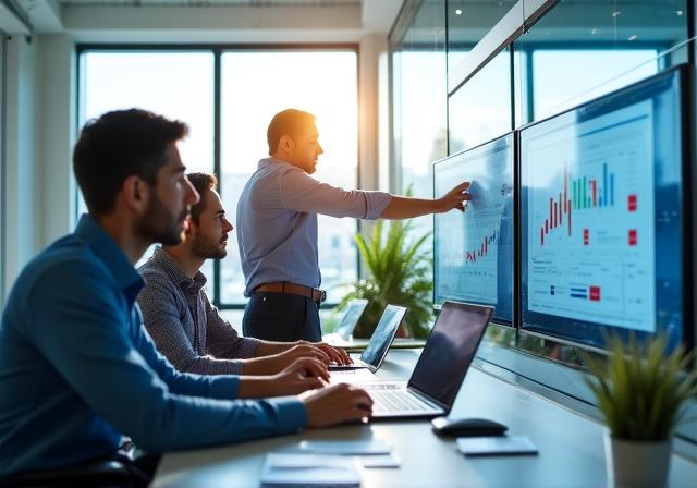 Data scientists analyzing predictive growth charts